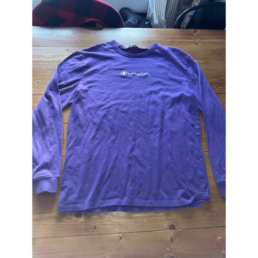 Champion Heritage Long Sleeve T Shirt Purple‎ Logo Athletic Apparel Size XL